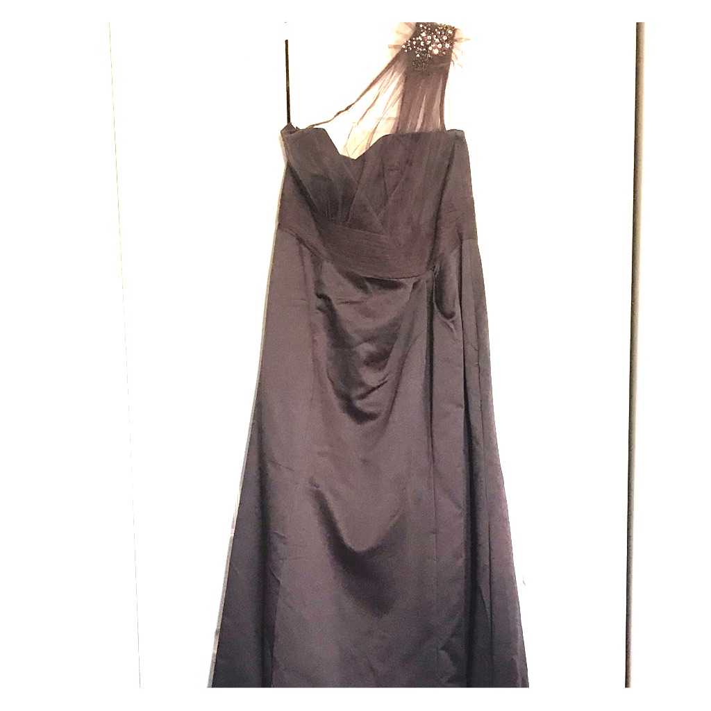 Dark Brown Long One Shoulder Formal/Prom Dress